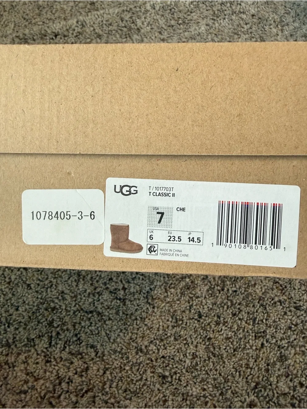 New In Box - Uggs Kids Classic II Chestnut Boots - Size 7 Toddler